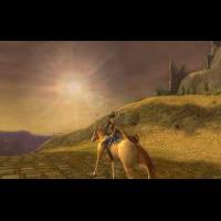 Riding to Forsaken Inn while the sun sets